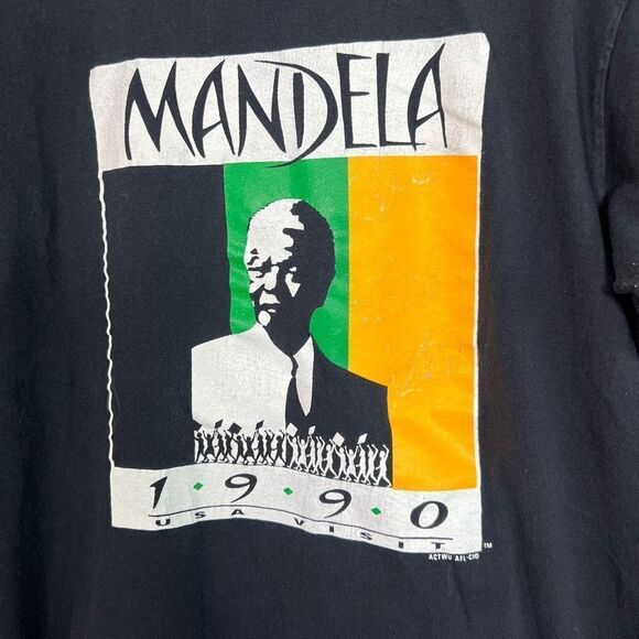 Vintage 1990 Nelson Mandela T-shirt Mens L Made In USA Single Stitched - Picture 2 of 4